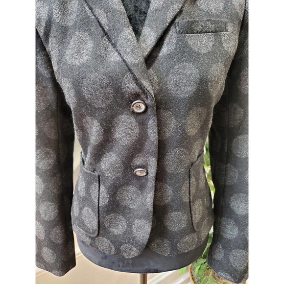 GAP The Academy Blazer Black Gray Polka Dot Wool Blend Blazer Jacket Size 4 - Picture 4 of 12